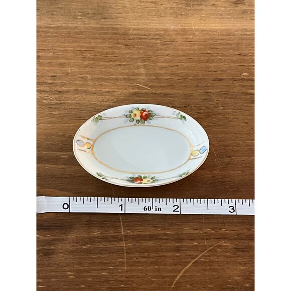 Antique Mini Nippon Tray Hand Painted Floral Gold Gilt Rising Sun Mark Japan - Picture 7 of 8